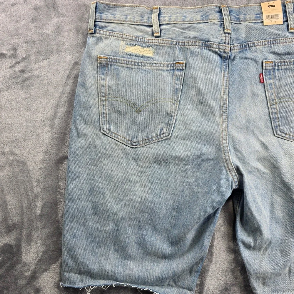 NEW Levi's 511 Slim Shorts Mens 42 Light Blue Distressed Ripped Denim‎ Cutoff